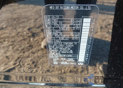 2022 Infiniti Qx50 Luxe from USA, damaged, VIN 3PCAJ5BA7NF118981